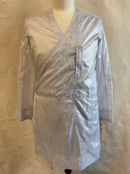 Unisex, Sci-Fi/Fantasy Top, MTO, Lt Gray, Synthetic, Solid, W 40, CH 42, Sheer, Wrap Style, Velcro Waist Closure, V-neck, Long Sleeves,