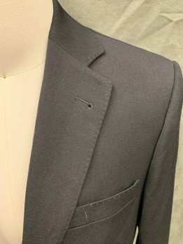 ANTICA SARTORIA CAMP, Black, Polyester, Solid, Single Breasted, Collar Attached, Notched Lapel, Hand Picked Collar/Lapel, 3 Pockets, 2 Buttons