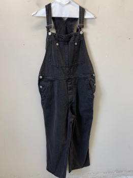 Womens, Overalls, WE THE FREE, Faded Black, Cotton, Solid, 34, Basic Overall, Hems Cut, High Waters