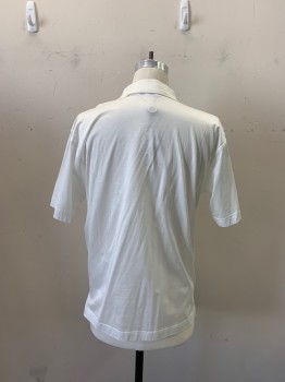 Paolo Valensi, White, Cotton, Solid, Collar Attached, 3 Button Front, Short Sleeves,