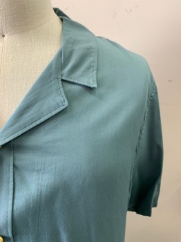 THREADS 4 THOUGHTS, Sage Green, Rayon, Solid, Collar Attached, Button Front, Short Sleeves