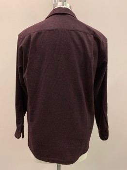 PENDLETON, Red Burgundy, Black, Wool, 2 Color Weave, L/S, Button Front, Collar Attached, Chest Pocket
