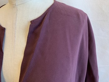 VINCE, Aubergine Purple, Silk, Solid, Self Diamond Pattern, Surplice, Oversized, Cap Sleeve, High-Low Hem