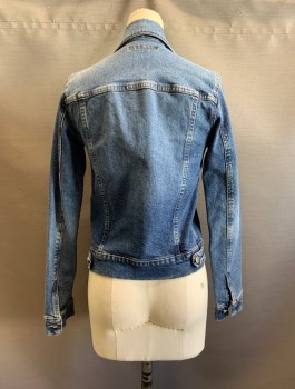 THEORY, Denim Blue, Cotton, Elastane, C.A., Single Breasted, Button Front, L/S
