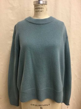 Vince, Steel Blue, Cashmere, Solid, Crew Neck, Long Sleeves,