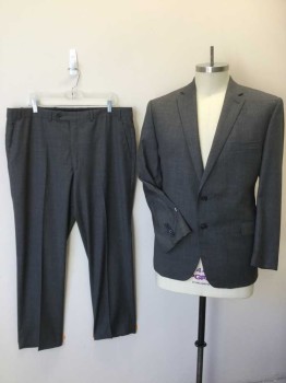 RALPH LAUREN, Heather Gray, Wool, Heathered, Dark Heather Gray with Dark Silver Lining, Notched Lapel, Single Breasted, 2 Button Front, 3 Pockets, Long Sleeves, with Matching Pants