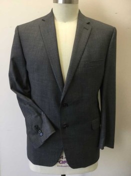 RALPH LAUREN, Heather Gray, Wool, Heathered, Dark Heather Gray with Dark Silver Lining, Notched Lapel, Single Breasted, 2 Button Front, 3 Pockets, Long Sleeves, with Matching Pants