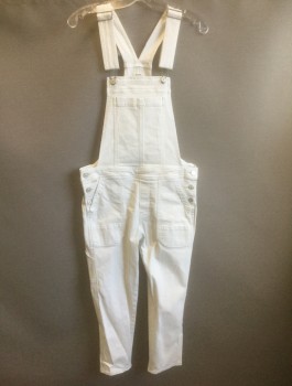 Womens, Overalls, CITIZENS OF HUMANITY, White, Cotton, Polyester, Solid, S, Denim, Skinny Leg, Silver Hardware, 6+ Pockets