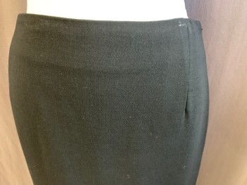 RALPH LAUREN, Black, Wool, Solid, Pencil Skirt, Flare Back with Gores, Zip Side