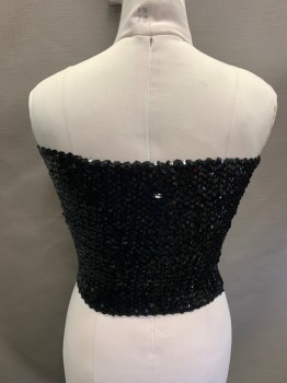 ADAM O, Black, Gold, Sequins, Synthetic, Color Blocking, Tube Top
