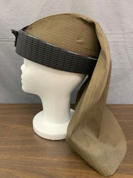 Unisex, Historical Fiction Headpiece, MTO, Olive Green, Beige, Brown, Pewter Gray, Black, Polyester, Plastic, Color Blocking, Geometric, S, Egyptian Inspired, Headband and Nemis, Adjustable Ties in Back