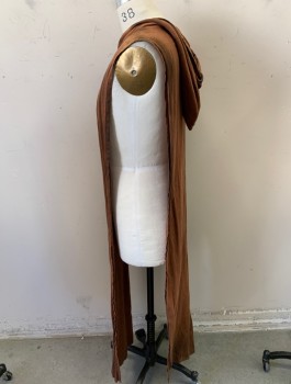 Mens, Historical Fiction Tabard, MTO, Sienna Brown, Cotton, Linen, Solid, OS, Aged, Long, Hooded