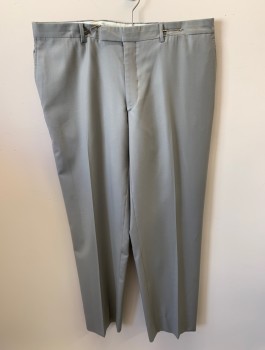 ENZO TOVARE, Lt Gray, Wool, Solid, Zip Front, Extended Waistband With Hook N Eye, 4 Pckts, F.F, Creased