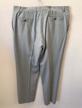 ENZO TOVARE, Lt Gray, Wool, Solid, Zip Front, Extended Waistband With Hook N Eye, 4 Pckts, F.F, Creased
