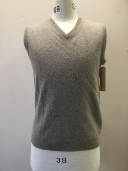 WOOLOVERS, Brown, Wool, Heathered, Heather Brown Knit, V-neck,