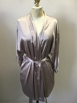 VICTORIAS SECRET, Champagne, Polyester, Solid, Shawl Collar With Belt, Silky