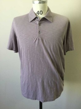 THEORY, Lavender Purple, Cotton, Solid, Short Sleeve,  Collar Attached, 3 Buttons