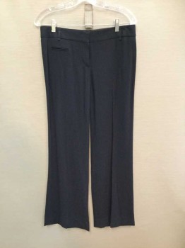 Womens, Suit, Pants, BCBG Maxazria, Navy Blue, Wool, Viscose, Solid, 6, Wide Leg, Flat Front, Small Front Welt Pocket, Back Welt Pockets