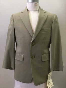 Childrens, Suit Piece 1, JOSEPH ABBOUD, Khaki Brown, Wool, Synthetic, Solid, 8Yr, Khaki Brown, Notched Lapel, 2 Buttons,