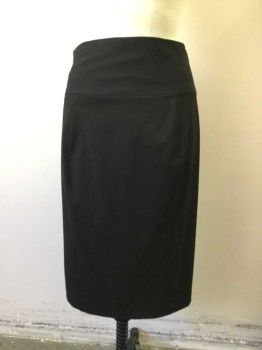 EXPRESS, Black, Polyester, Rayon, Solid, Pencil Skirt, Wide Waistband, CB Zip, CB Slit