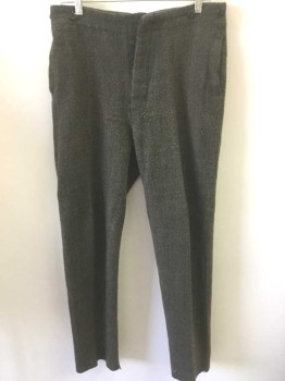 N/L, Olive Green, Black, Blue, Wool, Speckled, Stripes - Pin, Olive and Black Specks, Faint Blue Pinstripe, Button Fly, 2 Side Seam Pockets, Made To Order Reproduction **Has Small Holes Throughout, Old West