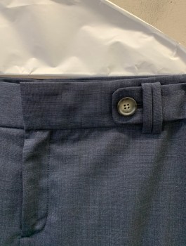 BANANA REPUBLIC, Navy Blue, Wool, Solid, Mid Rise, Wide Leg, 1.5" Wide Waistband with Self Tabs with Buttons at Sides, Zip Fly, 2 Back Pockets