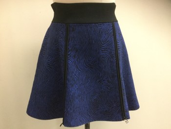 OPENING CEREMONY, Black, Blue, Viscose, Nylon, Paisley/Swirls, Pull-on, Knit, Elastic Waist, 2 Zippers Up the Front Panel See Photo Attached,