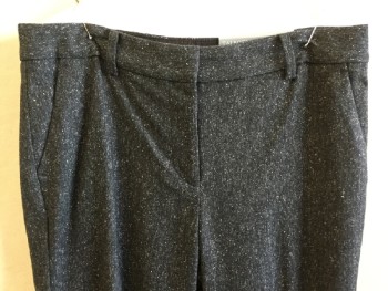 TALBOTS, Heather Gray, Charcoal Gray, White, Wool, Polyester, Speckled, Heathered, 1-1/2" Waist Band, Belt Hoops, Flat Front, Zip Front, 4 Fake Pockets