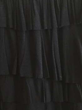 AQUA, Black, Viscose, Solid, 2" Elastic Band, 5 Tiers Skirt