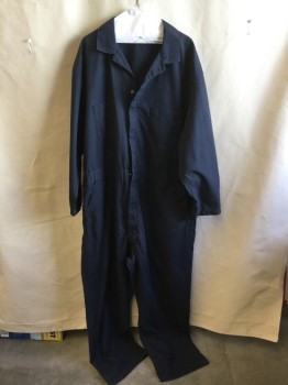 DICKIES, Dk Blue, Cotton, Solid, Collar Attached, Zip Front with 2 Hidden Snap, 7 Pockets, Long Sleeves,