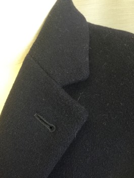 HUGO BOSS, Navy Blue, Wool, Cashmere, Solid, Dark Navy, Single Breasted, Notched Lapel, 3 Buttons, 2 Welt Pockets, Black Lining