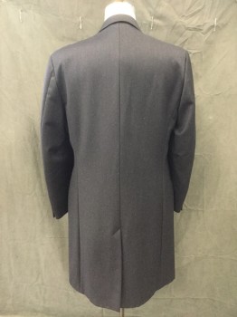 HICKEY, Charcoal Gray, Wool, Cashmere, Solid, Twill, Button Front, Collar Attached, Peaked Lapel, 4 Pockets, Long Sleeves