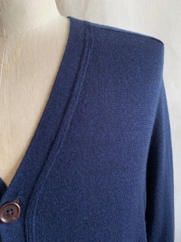 BROOKS BROTHERS, Dk Blue, Wool, Solid, V-N, Button Front, 2 Pockets,