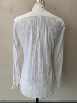 Kooples, Off White, Cotton, Solid, L/S, Button Front, C.A., Textured Fabric