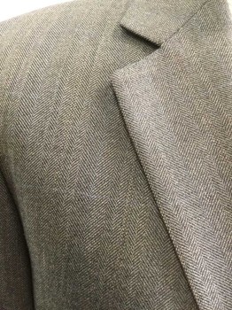 JOSEPH & FEISS, Brown, Lt Brown, Wool, Herringbone, Single Breasted, Collar Attached, Notched Lapel, 3 Pockets, 2 Buttons