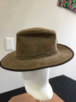 Mens, Fedora, Brown, Leather, 57 Cm, Dk & Lt Brown Leather, See Photo Attached,