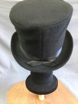 Mens, Top Hat, Black, Polyester, Solid, 22 1/2, Costume Top Hat.