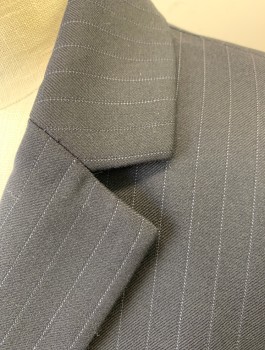 J.CREW, Black, Gray, Wool, Stripes - Pin, Single Breasted, Notched Lapel, 1 Button, 3 Welt Pockets, With Pants & Skirt