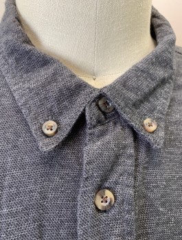 OUTDOOR LIFE, Charcoal Gray, Gray, Cotton, Speckled, Flannel, Long Sleeves, Button Front, Collar Attached, Button Down Collar, 2 Patch Pockets with Flap/Button Closure