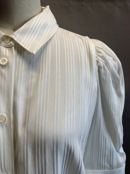 FRAME, Ivory White, Silk, Spandex, Stripes, C.A., Button Front, S/S,