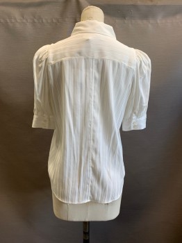FRAME, Ivory White, Silk, Spandex, Stripes, C.A., Button Front, S/S,