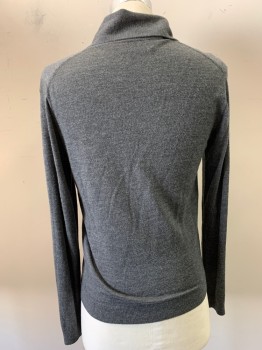 NICOLE FARNI, Charcoal Gray, Wool, Solid, L/S, V Neck, Button Front, Top Pockets, Collar Attached