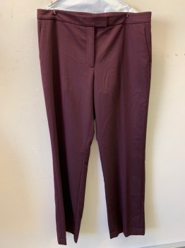 DKNY, Wine Red, Polyester, Cotton, Solid, F.F, Side Pockets, Zip Front,