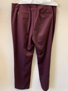 DKNY, Wine Red, Polyester, Cotton, Solid, F.F, Side Pockets, Zip Front,