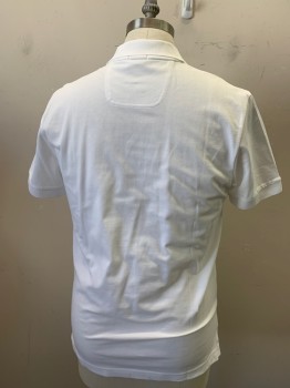 HUGO BOSS, White, Cotton, Solid, Collar Attached, 2 Buttons, Short Sleeves, "Boss Hugo Boss' Stitched on Left Chest