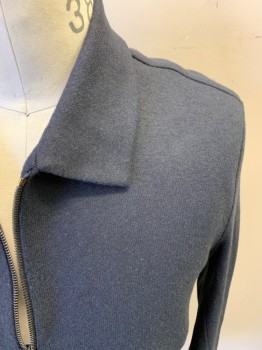 ZARA, Black, Synthetic, Wool, Solid, Zip Front, 2 Way Zip, Side Pockets, Roll Collar