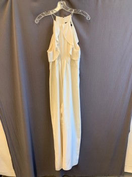 Womens, Jumpsuit, ZIMMERMAN/BARNEY'S, Ivory White, Silk, Polyester, Solid, Sz1, Sleeveless, Ruffle at Bust, Gathered Waist Center, Zip Back *Small Stain on Left Leg*