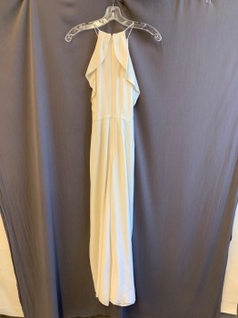 Womens, Jumpsuit, ZIMMERMAN/BARNEY'S, Ivory White, Silk, Polyester, Solid, Sz1, Sleeveless, Ruffle at Bust, Gathered Waist Center, Zip Back *Small Stain on Left Leg*