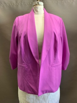 Worthington, Orchid Purple, Polyester, Rayon, Solid, L/S, Shawl Collar, Top Pockets, Scrunched Cuffs