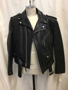 PERFECTO, Black, Leather, Solid, Black Leather, Biker Style, Belt